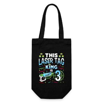 Lasertag King Is 3 Birthday Boy Indoor Laser Tag - Geschenkbeutel für Flaschen - Schwarz - Vorne