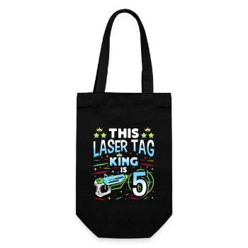 Lasertag King Is 5 Birthday Boy Indoor Laser Tag - Geschenkbeutel für Flaschen - Schwarz - Vorne
