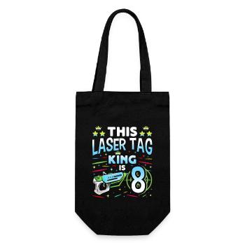 Lasertag King Is 8 Birthday Boy Indoor Laser Tag - Geschenkbeutel für Flaschen - Schwarz - Vorne