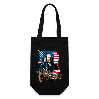 Time To Liberate Funny Vintage Design 4th Of July - Geschenkbeutel für Flaschen - Schwarz - Vorne