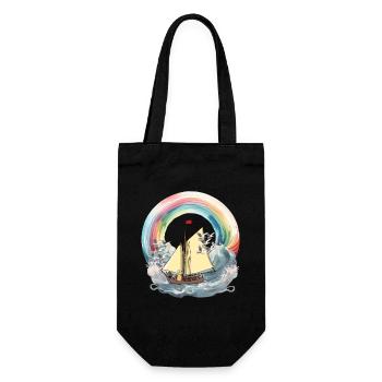 Erdnuss Boot Boote Regenbogen Schiff segeln Nuss - Geschenkbeutel für Flaschen - Schwarz - Vorne