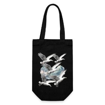 Seagulls Seagull Sea Ocean Coast Seabirds - Gift Bag for Bottles - black - Front
