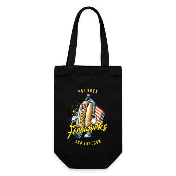 Hot Dogs Fireworks Freedom Retro Vintage Design - Gift Bag for Bottles - black - Front