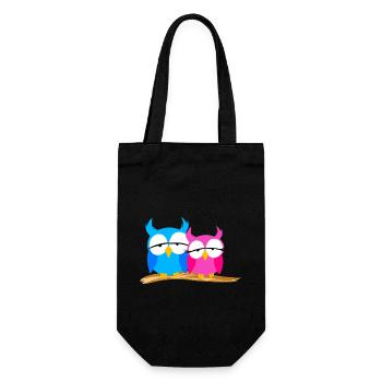 Owl Lovers On A Tree Branch Predator Birds Humor - Gift Bag for Bottles - black - Front