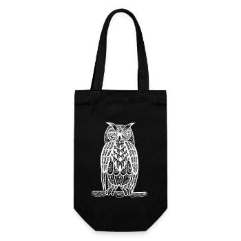 Owl Vector Art Predator Bird Nocturnal Birds Lover - Gift Bag for Bottles - black - Front