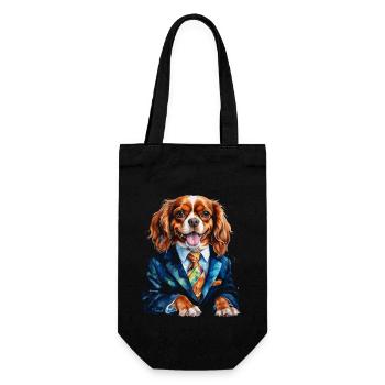 Cavalier King Charles Spaniel Suit Dog Print - Gift Bag for Bottles - black - Front