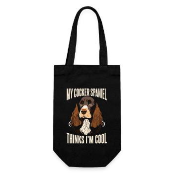 Mein Cocker Spaniel findet mich cool - Geschenkbeutel für Flaschen - Schwarz - Vorne
