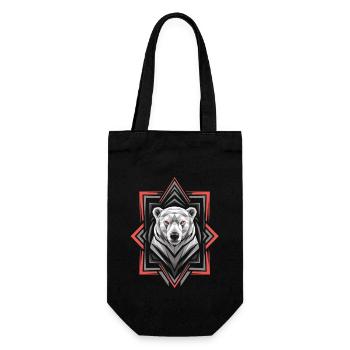Geometric Polar Bear Head Artwork - Gift Bag for Bottles - black - Front