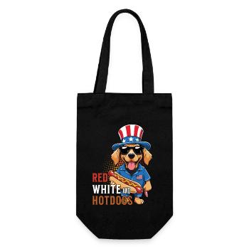 Red White Hotdogs Funny Bbq Pun Retro Vintage - Gift Bag for Bottles - black - Front