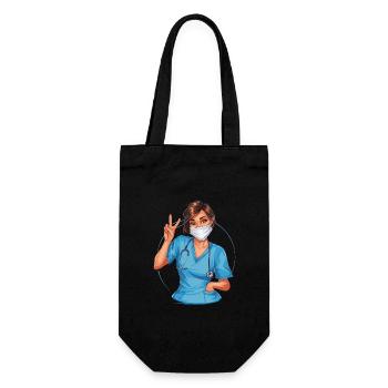 Lustige Krankenschwester mit Humor - Geschenkbeutel für Flaschen - Schwarz - Vorne