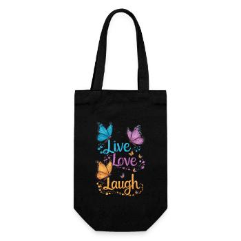 Inspirierender Live Love Laugh Schmetterling - Geschenkbeutel für Flaschen - Schwarz - Vorne
