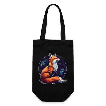 Fox with stars - Gift Bag for Bottles - black - Front