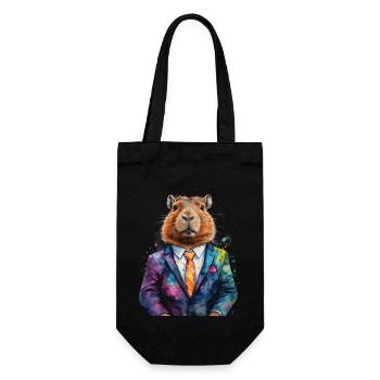 Capybara Suit Capy Colorful Animal Design Print - Gift Bag for Bottles - black - Front