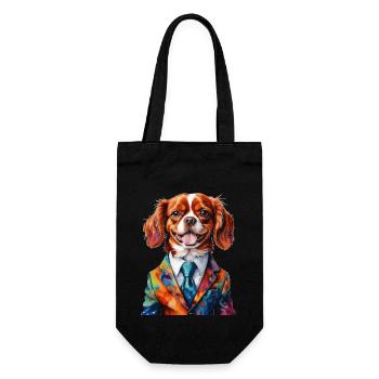 Cavalier King Charles Spaniel Suit Dog Print - Gift Bag for Bottles - black - Front