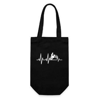 Heartbeat Design mit Motocross - Geschenkbeutel für Flaschen - Schwarz - Vorne