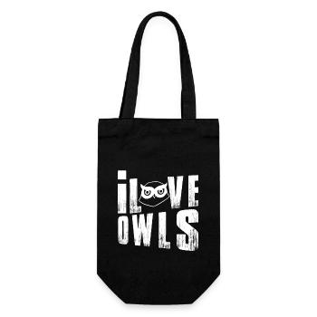 Ich liebe Eulen Nachtvögel Raubvögel Sprüche Liebhaber - Geschenkbeutel für Flaschen - Schwarz - Vorne
