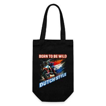Dirt Bike Dutch Style verwittertes holländisches Motorrad - Geschenkbeutel für Flaschen - Schwarz - Vorne