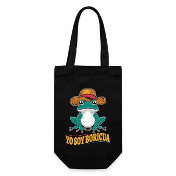 Yo Soy Boricua Puerto Rican Frog With Hat - Gift Bag for Bottles - black - Front