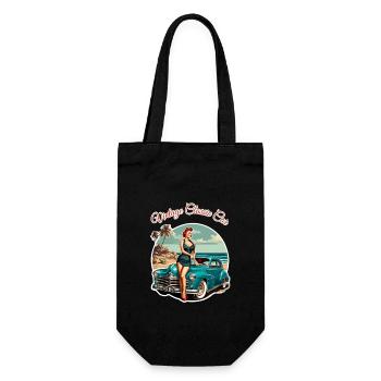 Vintage Classic Car-Retro Pin Up Girl - Geschenkbeutel für Flaschen - Schwarz - Vorne