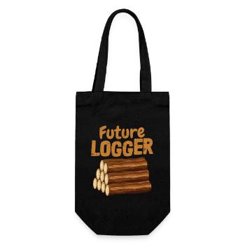 Future Logger Logging Lumberjack - Gift Bag for Bottles - black - Front