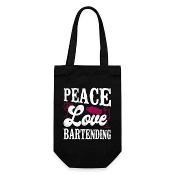 Bartender Mixologist Girl Peace - Geschenkbeutel für Flaschen - Schwarz - Vorne
