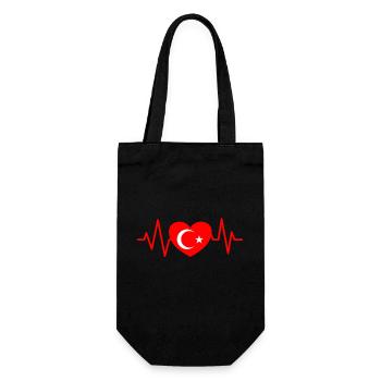 Türkei Herzschlag Türkische Flagge Türkiye - Geschenkbeutel für Flaschen - Schwarz - Vorne