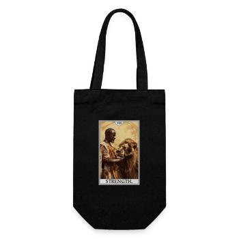 Tarotkarten Tarotkarte Strength Kraft - Geschenkbeutel für Flaschen - Schwarz - Vorne