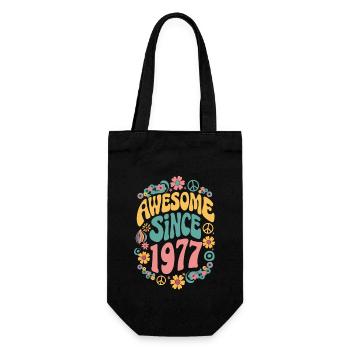 Awesome Since 1977 Blumen Hippie Geboren Jahr 1977 - Geschenkbeutel für Flaschen - Schwarz - Vorne