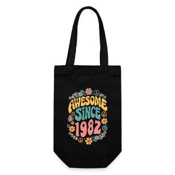 Awesome Since 1982 Flowers Hippie Born Year 1982 - Gift Bag for Bottles - black - Front