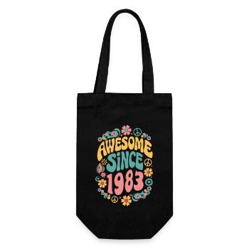 Awesome Since 1983 Flowers Hippie Born Year 1983 - Gift Bag for Bottles - black - Front