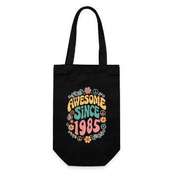 Awesome Since 1985 Flowers Hippie Born Year 1985 - Gift Bag for Bottles - black - Front