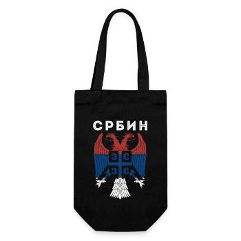 Serbe Serbisch Flagge Adler Landesfarben Balkan Re - Geschenkbeutel für Flaschen - Schwarz - Vorne