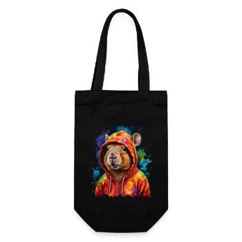 Capybara Hoodie Capy Colorful Animal Design Print - Gift Bag for Bottles - black - Front