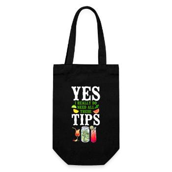Bartender Mixologist Yes, I Really - Geschenkbeutel für Flaschen - Schwarz - Vorne