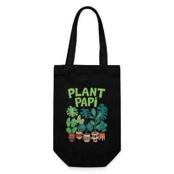 Plant Papi - Stilvolle Pflanzenliebhaber Design - Geschenkbeutel für Flaschen - Schwarz - Vorne