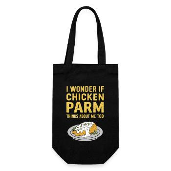 I wonder if Chicken Parm is thinking of me too - Gift Bag for Bottles - black - Front