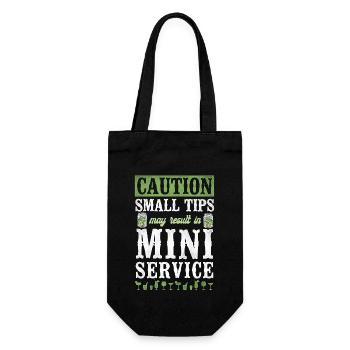 Bartender Mixologist Caution Small - Geschenkbeutel für Flaschen - Schwarz - Vorne