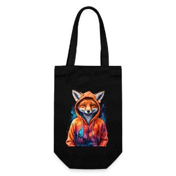 Fox Hoodie Colorful Funny Animal Design Print - Gift Bag for Bottles - black - Front