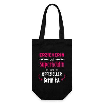 Erzieherin Superheldin - Geschenkbeutel für Flaschen - Schwarz - Vorne