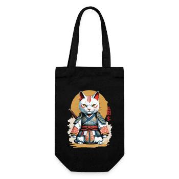 Chat samouraï Japonais Œuvre d’art Anime Design - Sac à bouteille - noir - Devant