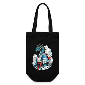 Dragon Samurai Vintage Ukiyo-e Style - Gift Bag for Bottles - black - Front