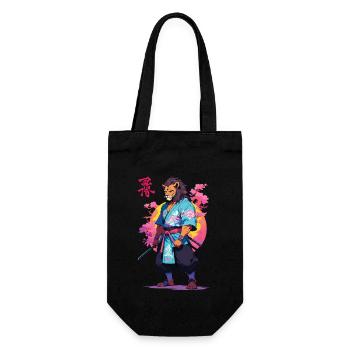 Conception esthétique Samurai Cat Vaporwave - Sac à bouteille - noir - Devant