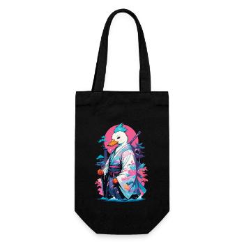 Samurai Ente Aesthetic Vaporwave Stil - Geschenkbeutel für Flaschen - Schwarz - Vorne