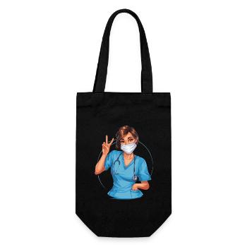 Lustige Krankenschwester mit Humor - Geschenkbeutel für Flaschen - Schwarz - Vorne