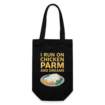 Ich Lebe Von Chicken Parm Und Träumen - Chicken - Geschenkbeutel für Flaschen - Schwarz - Vorne