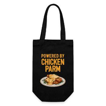 Powered By Chicken Parm - Chicken Parm Italian - Geschenkbeutel für Flaschen - Schwarz - Vorne