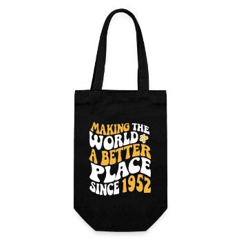 1952 Geburtstag Vintage Hippie Groovy - Geschenkbeutel für Flaschen - Schwarz - Vorne