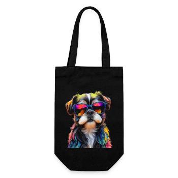 Shih Tzu Sonnenbrille Hund Lustig Tier Print - Geschenkbeutel für Flaschen - Schwarz - Vorne