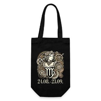Sternzeichen Jungfrau Steampunk Stil - Geschenkbeutel für Flaschen - Schwarz - Vorne