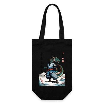 Dragon Samurai Vintage Ukiyo-e Style Japan Art - Gift Bag for Bottles - black - Front